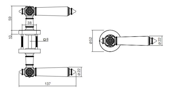 ProGriff TD-Antike auf Rosette–Chrom/Nickel matt